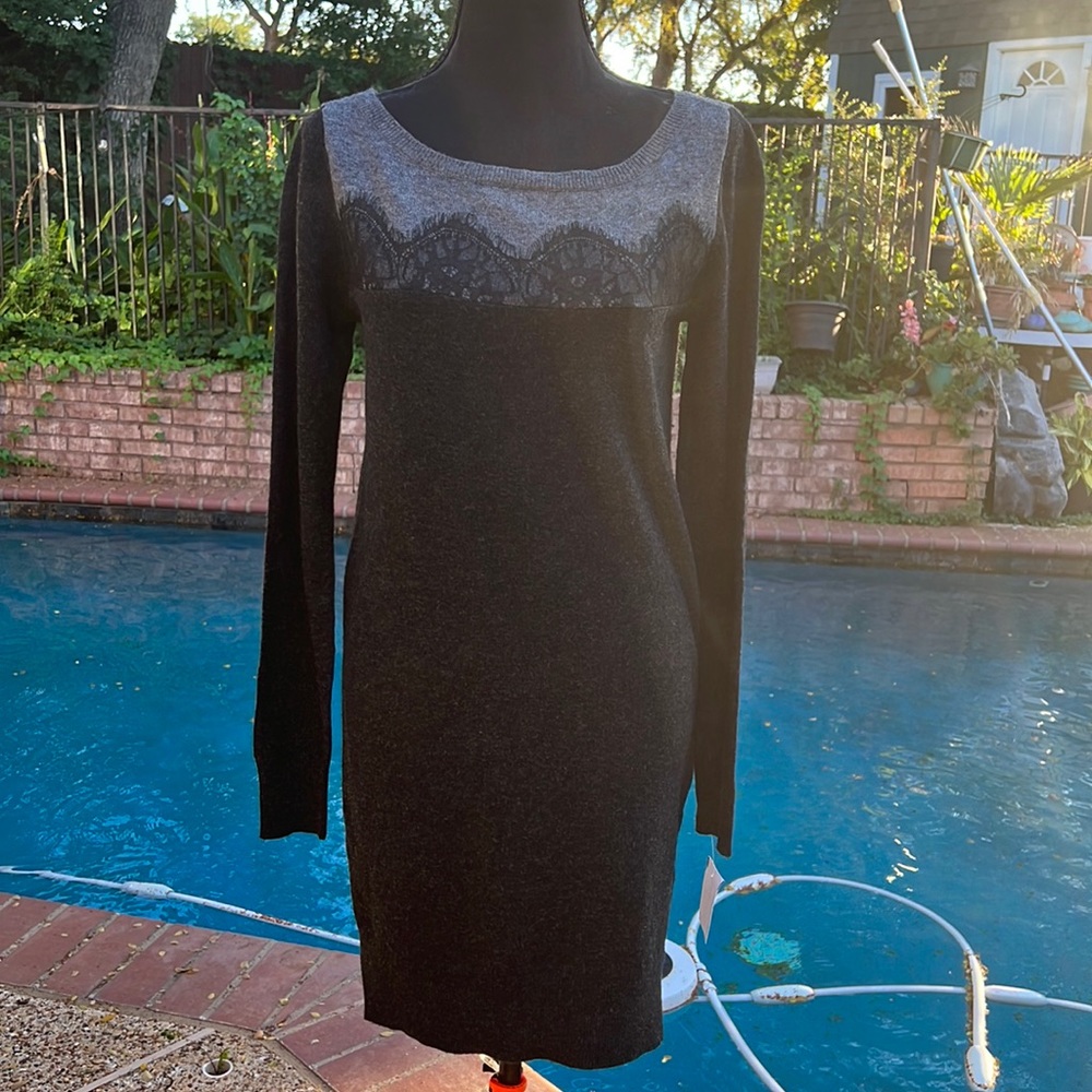 NWT Womens Three Dots Gray Long Sleeve Sweater Dress Size S